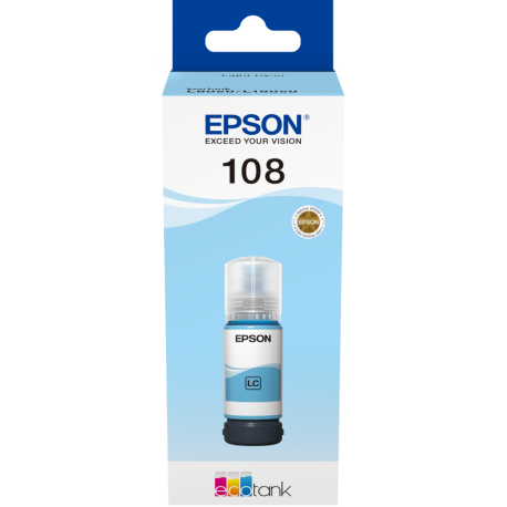 Epson 108 Cyan clair - Bouteille d'encre Epson EcoTank d'origine (C13T09C54A)