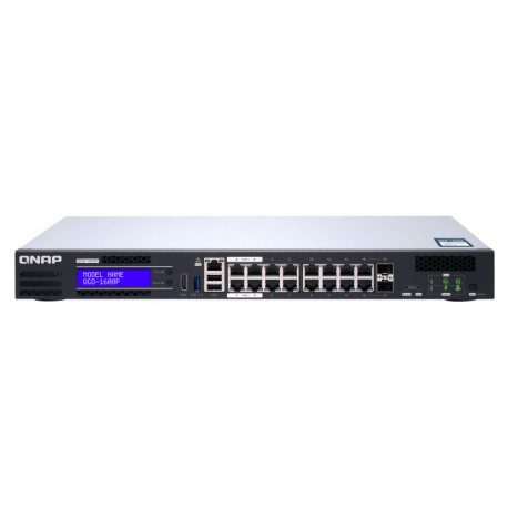 qnap qgd-1600p géré gigabit ethernet (10/100/1000) connexion ethernet, supportant l'alimentation via ce port (poe) 1u noir