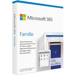 microsoft office 365 famille français - abonnement 12 mois pour 6 personnes (pc, mac, ios et android)