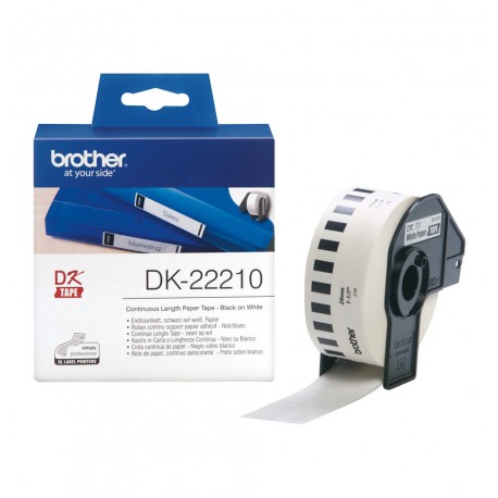 Rouleau de papier continu Brother DK22210 Noir sur blanc, 29 mm x 30,48 m (DK-22210) prix Maroc
