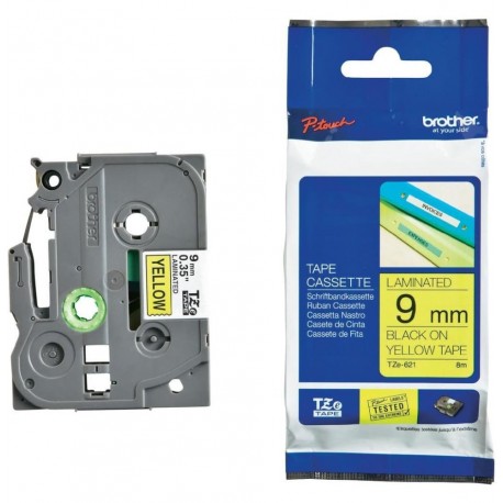 cassette à ruban brother tze-621 noir/jaune 9 mm x 8 m tze621 prix maroc