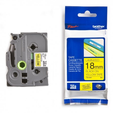 cassette à ruban brother tze-641 noir/jaune 18 mm x 8 m (tze641)