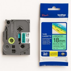 cassette à ruban brother tze-741 noir/vert 18 mm x 8 m (tze741)