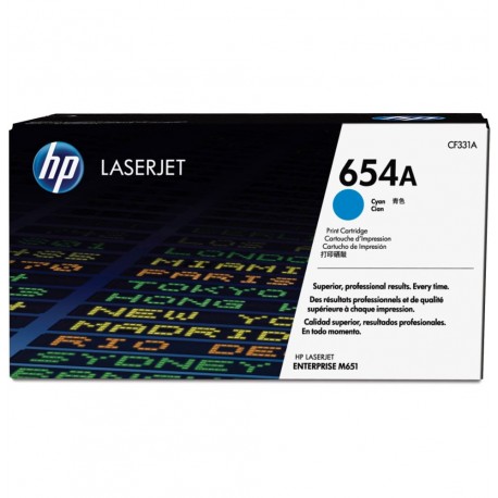 toner hp 654a cyan laserjet d'origine (cf331a)