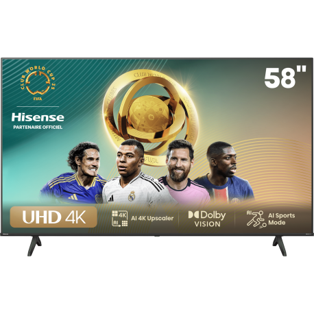 téléviseur hisense 58" smart uhd 4k 58a6n + récepteur intégré his58a6n prix maroc