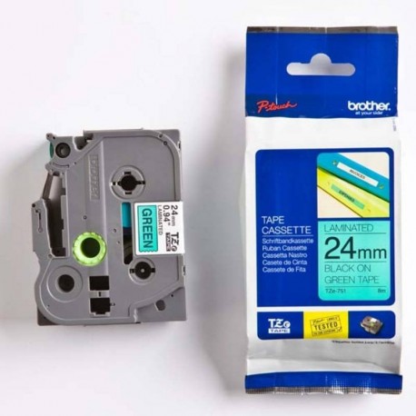Cassette à ruban Brother TZe-751 Noir sur Vert 24 mm x 8 m TZE751 prix Maroc