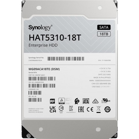Disque dur 3.5" 12 To 7200 RPM 256 Mo Serial ATA 6Gb/s 512e pour NAS Synology (HAT5300-12T)