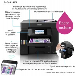 Epson EcoTank L6570 Imprimante multifonction à réservoirs rechargeables (C11CJ29403)
