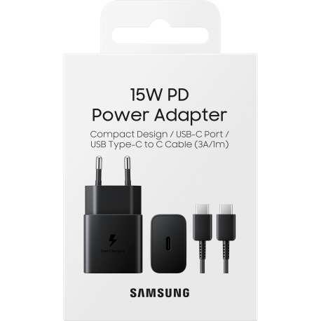 Chargeur Samsung rapide 15W USB-C - Avec câble C-à-C EP-T1510XBEGWW prix Maroc