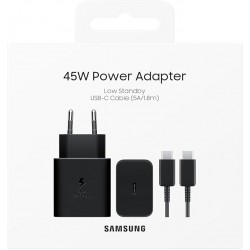 chargeur samsung ultra rapide 45w usb-c - avec câble ep-t4511xbegww