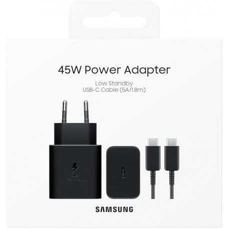 chargeur samsung ultra rapide 45w usb-c - avec câble ep-t4511xbegww