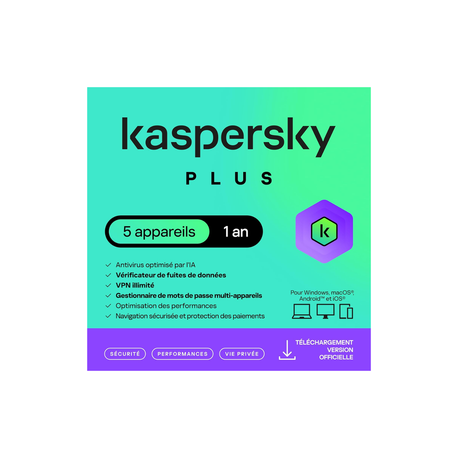 kaspersky plus 5 postes 1 an kl10428befs-slimmag prix Maroc