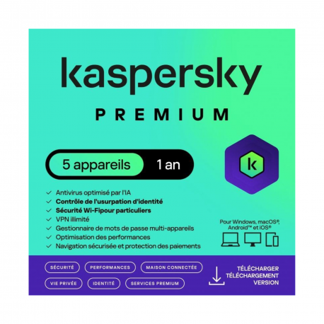 Kaspersky Premium Antivirus 5 Postes 1 an KL10478BEFS-SLIMMAG prix Maroc