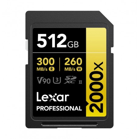 Carte SD Lexar Professional 2000x GOLD SDXC UHS-II 256 Go 300MB/s LSD2000256G-BNNNG prix Maroc