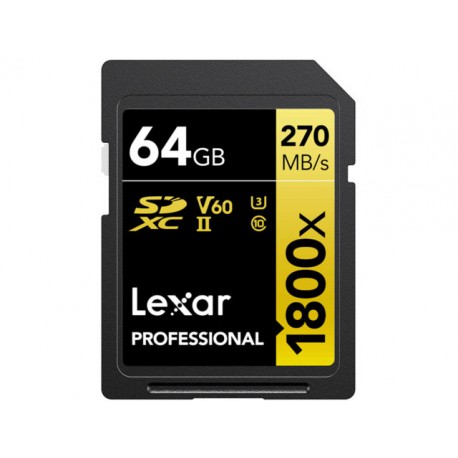 Carte SD Lexar Professional 2000x GOLD SDHC UHS-II 64 Go 300MB/s LSD2000064G-BNNNG prix Maroc