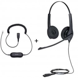 Micro-casque Jabra Biz 1500 Duo - Antibruit + Cordon Jabra GN 1216 pour Avaya QD (1519-0154 + 88001-03)