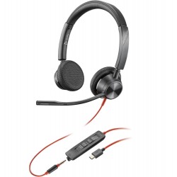 Micro-casque POLY Blackwire 3325 stéréo USB-C + connexion 3,5 mm + adaptateur USB-C/A (8X221AA)