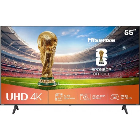 Hisense 55" Smart UHD 4K 55A6Q + Récepteur TNT Intégré HIS55A6Q prix Maroc