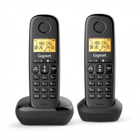 Téléphone fixe sans fil Gigaset BASIC 100 DECT Duo avec mains-libres, blocage d’appels (C501)