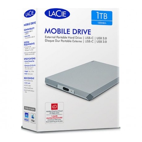 1 To Seagate LaCie USB3.1 Disque dur externe-Argent 