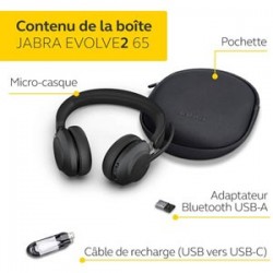 Micro-Casque Jabra Evolve2 65 MS Bluetooth - USB (26599-999-999)