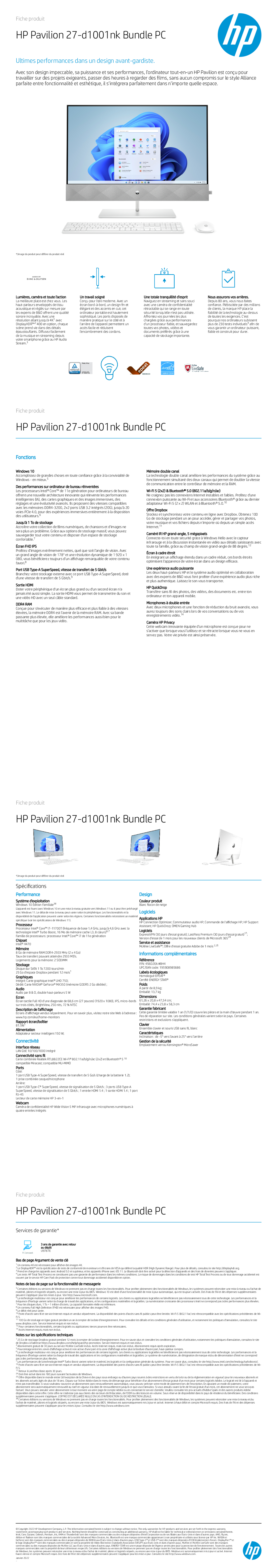 Ordinateur tout-en-un HP Pavilion 27- PC Bundle - Full HD 27
