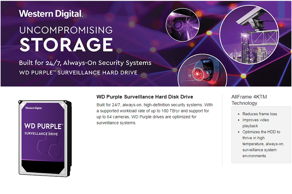 Disque Dur Interne Western Digital 4 To (WD42PURZ) - Format 3,5", SATA, Pour Stockage PC/NAS